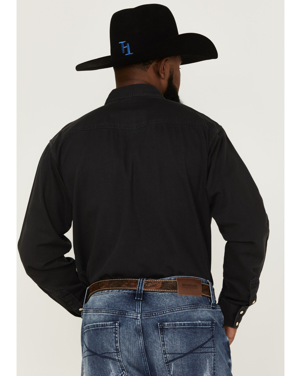 Image #4 - Ariat Men's Jurlington Retro Solid Pearl Snap Western Shirt, Charcoal, hi-res
