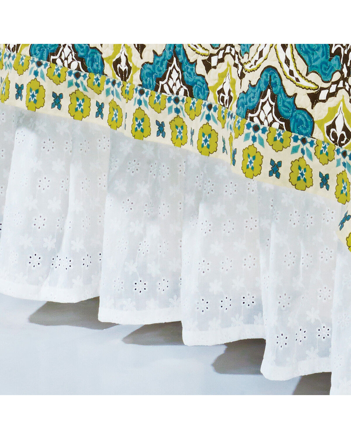 Image #1 - HiEnd Accents Eyelet Bed Skirt - Queen, White, hi-res
