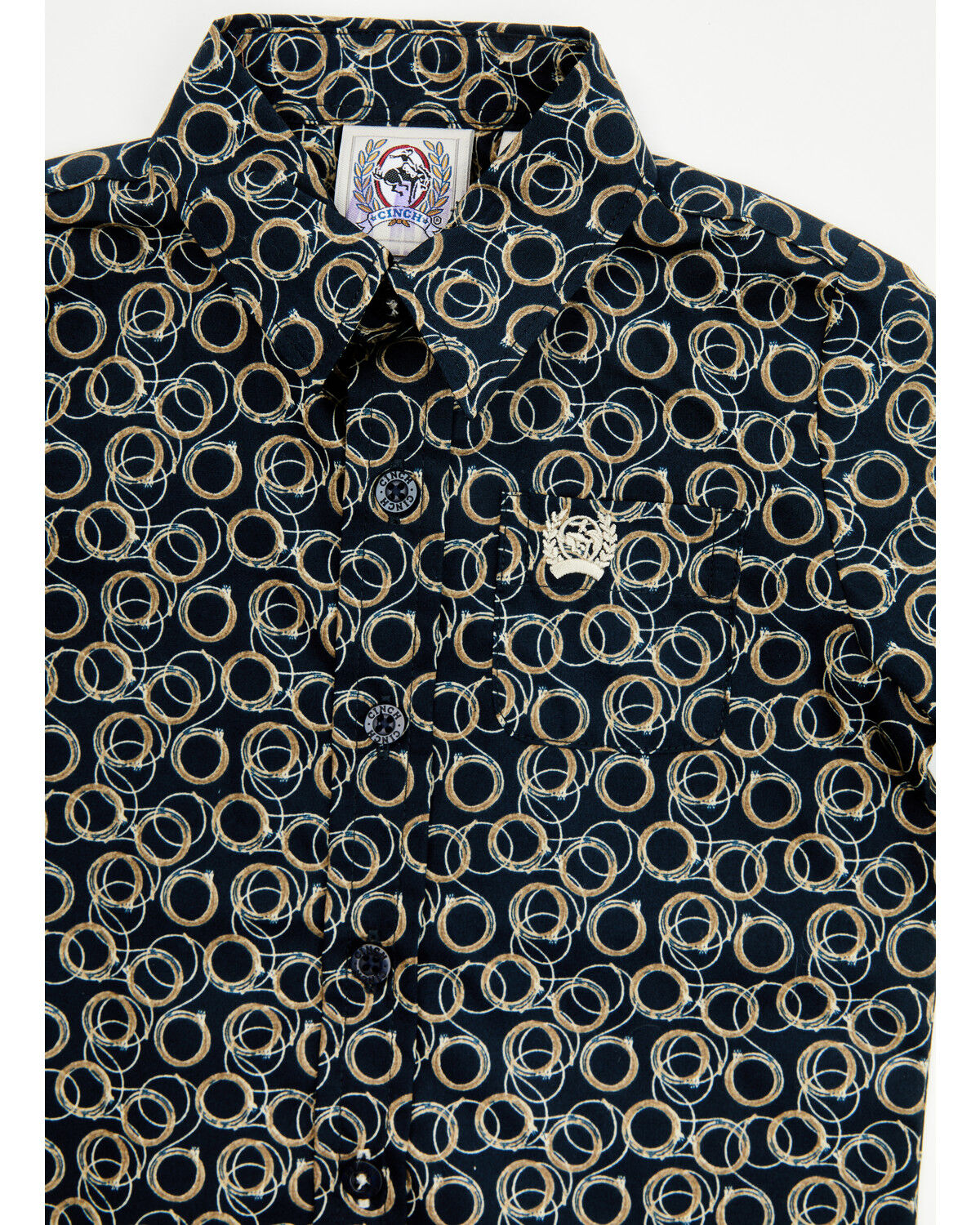 Image #2 - Cinch Infant Boys' Geo Print Long Sleeve Button-Down Western Shirt, Navy, hi-res