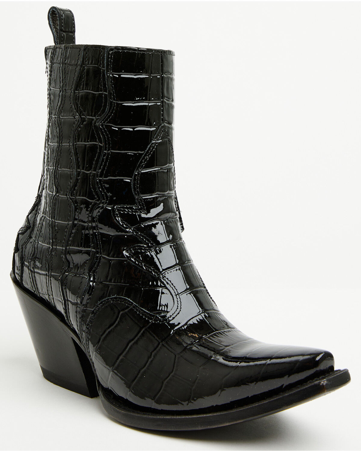 Image #1 - Ariat Women's Jade Crocodile Print Western Booties - Snip Toe, Black, hi-res