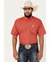 Image #1 - Cinch Men's Geo Print Short Sleeve Button-Down Western Shirt, Red, hi-res