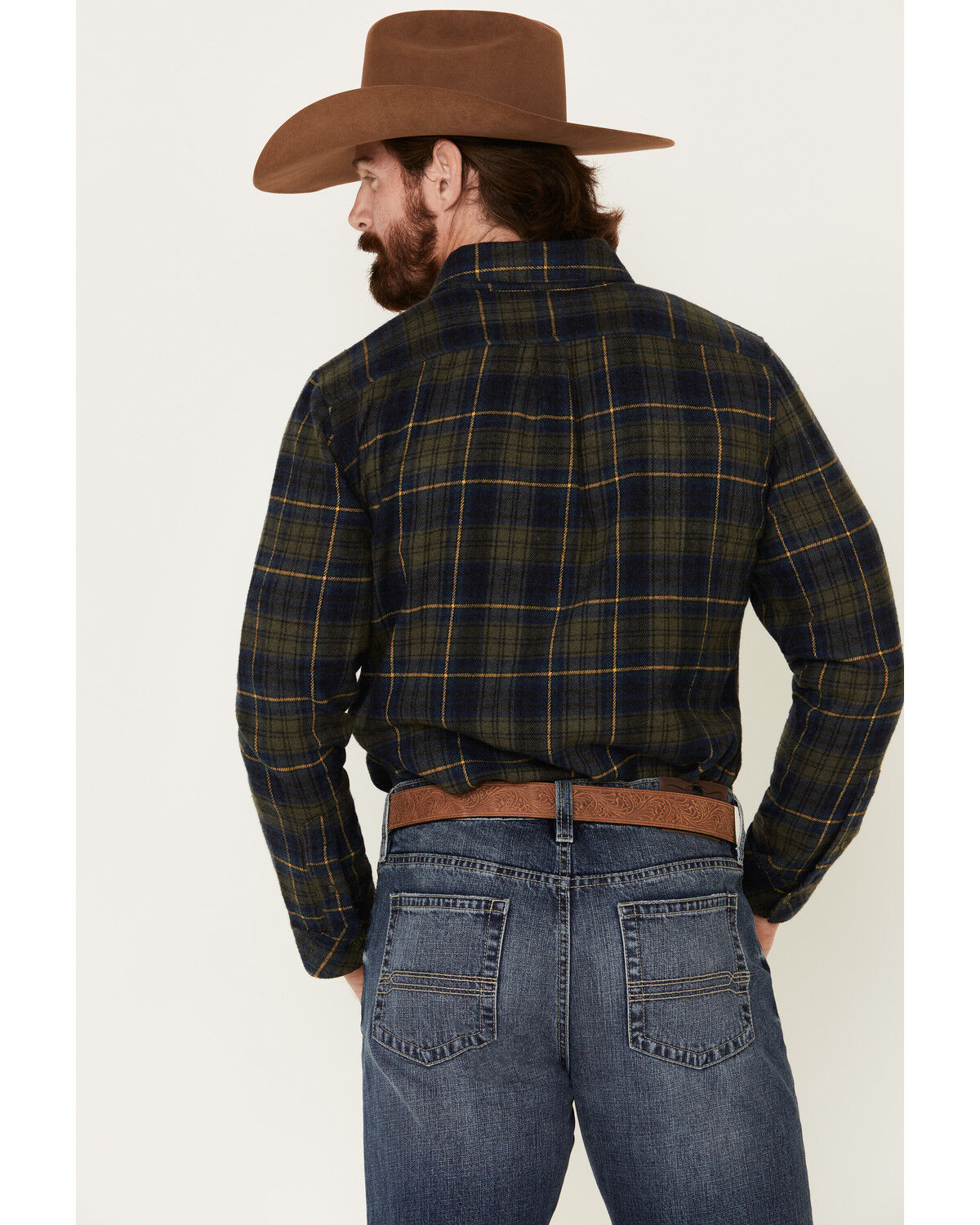 Image #4 - United By Blue Men's Responsible Plaid Long Sleeve Western Flannel Shirt, Olive, hi-res