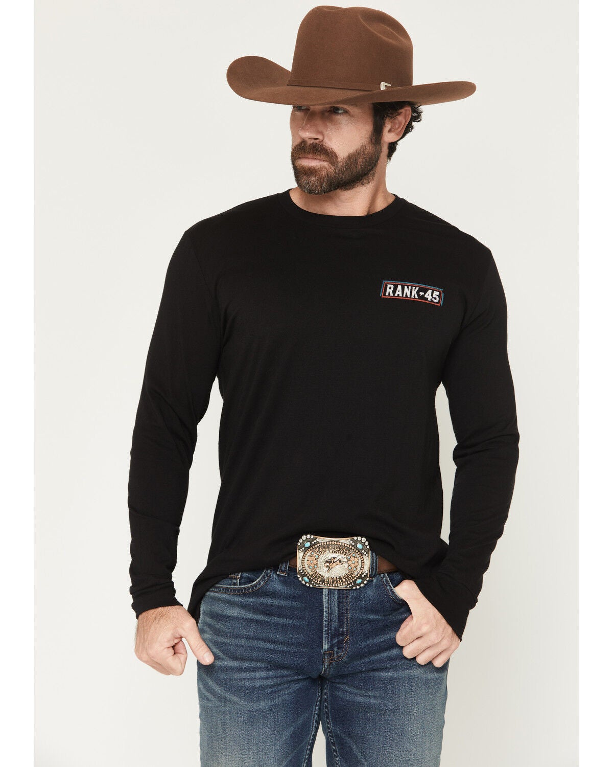 RANK 45® Men's Rodeo Tradition Long Sleeve Graphic T-Shirt, Black