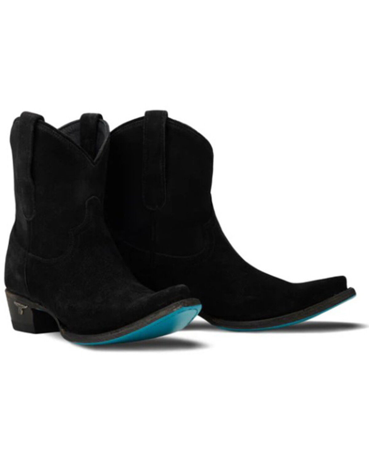 Image #1 - Lane Women's Emma Jane Suede Western Booties - Snip Toe, Black, hi-res