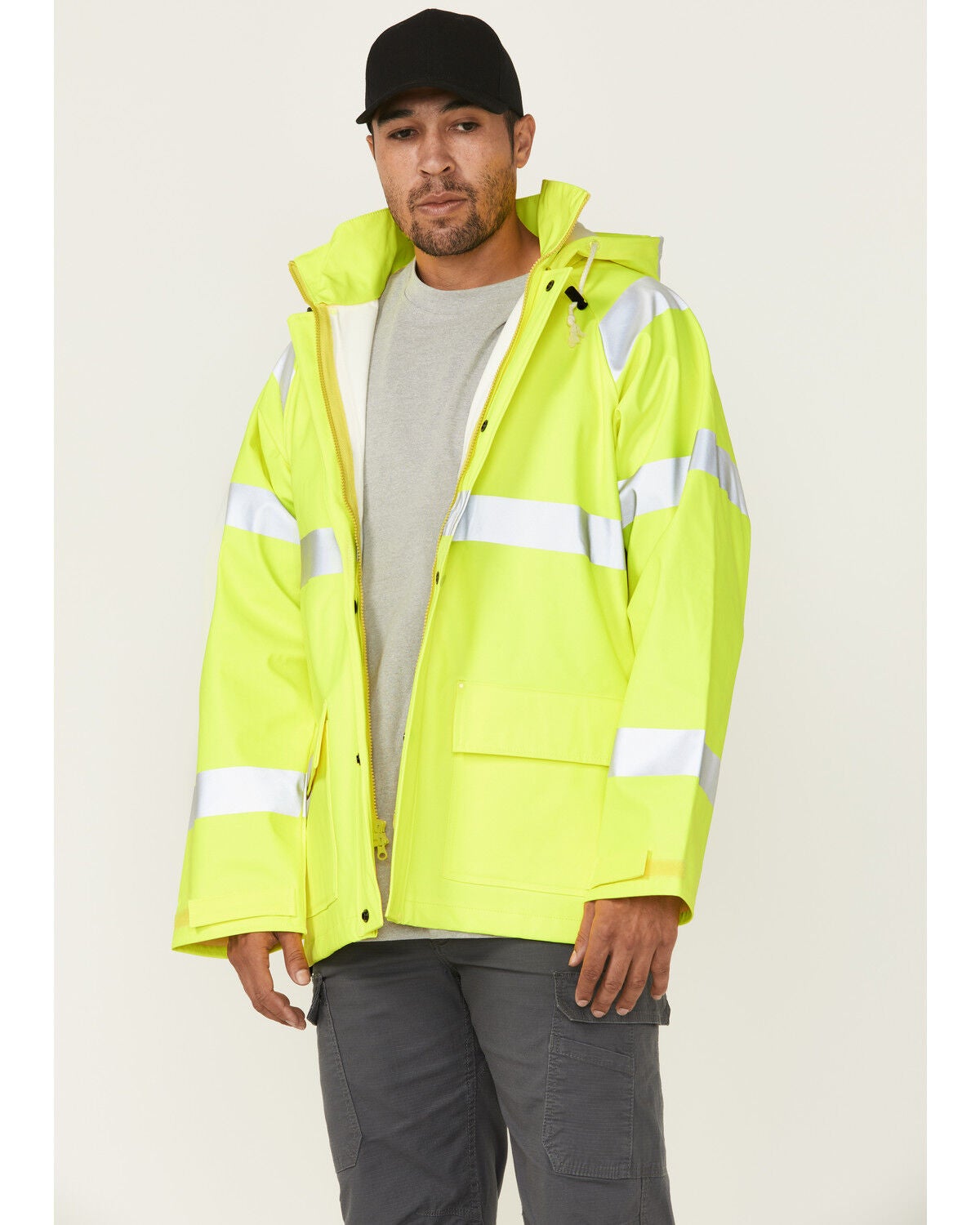 Forge Workwear Men's FR Hi-Vis Rain Work Jacket, Yellow, hi-res