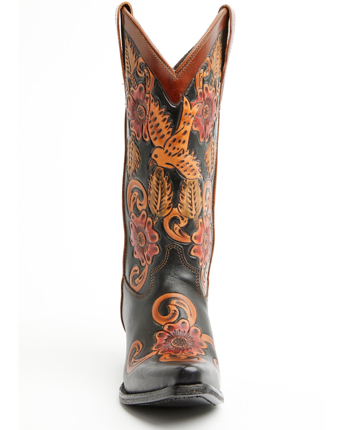 Image #4 - Shyanne Women's Aleena Tooled Floral Western Boots - Snip Toe, Brown, hi-res