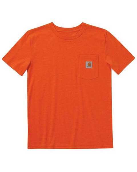Image #1 - Carhartt Boys' Logo Short Sleeve Pocket T-Shirt, Orange, hi-res