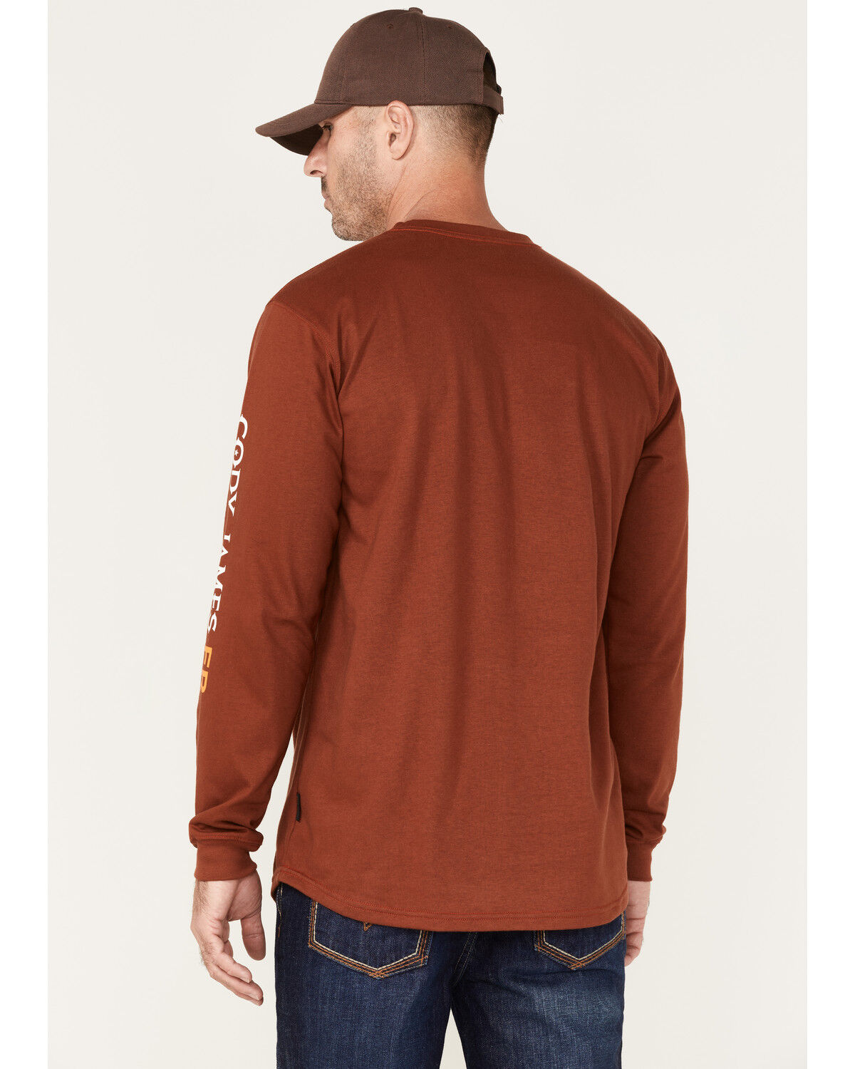 Image #4 - Cody James Men's FR Logo Long Sleeve Work T-Shirt - Tall, Cognac, hi-res