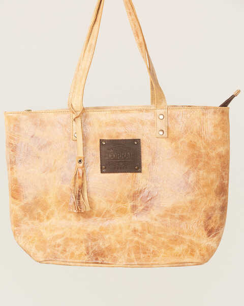Corral Women's Distressed Leather Tote Bag, Natural, hi-res