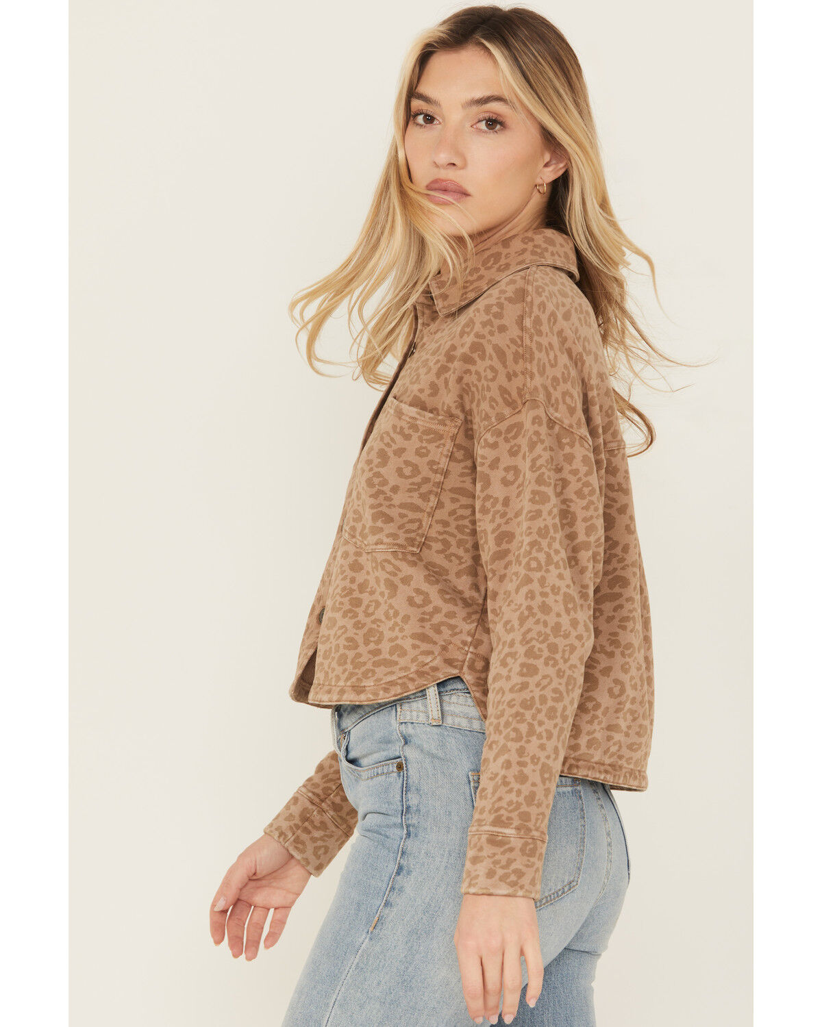 Image #2 - White Crow Women's Leopard Print Button-Down Shacket, Brown, hi-res