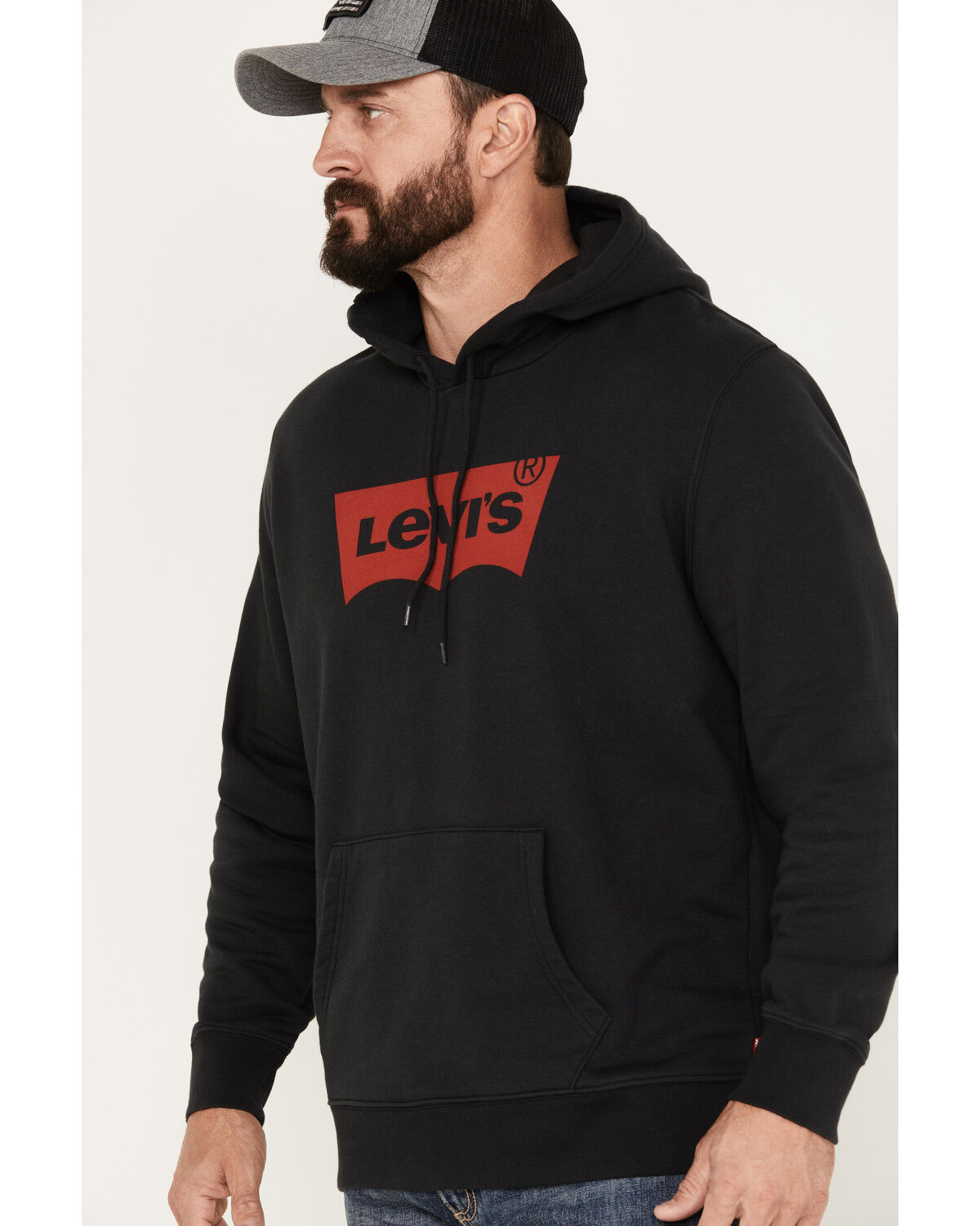 Image #2 - Levi's Men's Logo Hooded Sweatshirt, Black, hi-res