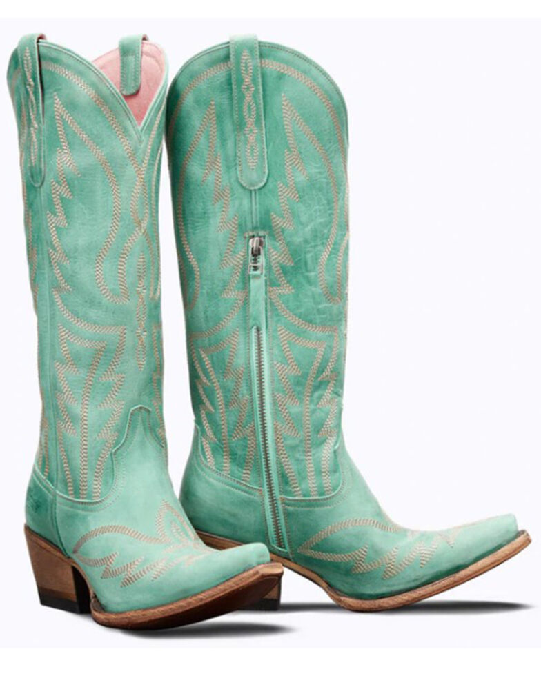 Junk Gypsy By Lane Women's Nighthawk Taos Zipper Western Boots - Snip Toe , Turquoise, hi-res