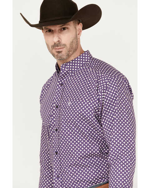 Image #2 - Ariat Men's Misael Geo Floral Long Sleeve Button Down Western Shirt - Big, Purple, hi-res