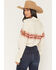 Image #4 - Rock & Roll Denim Women's Running Horse Border Print Oversized Long Sleeve Pearl Snap Western Shirt, Beige, hi-res