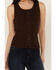 Image #3 - Idyllwind Women's Edna Button Front Ribbed Tank , Dark Brown, hi-res