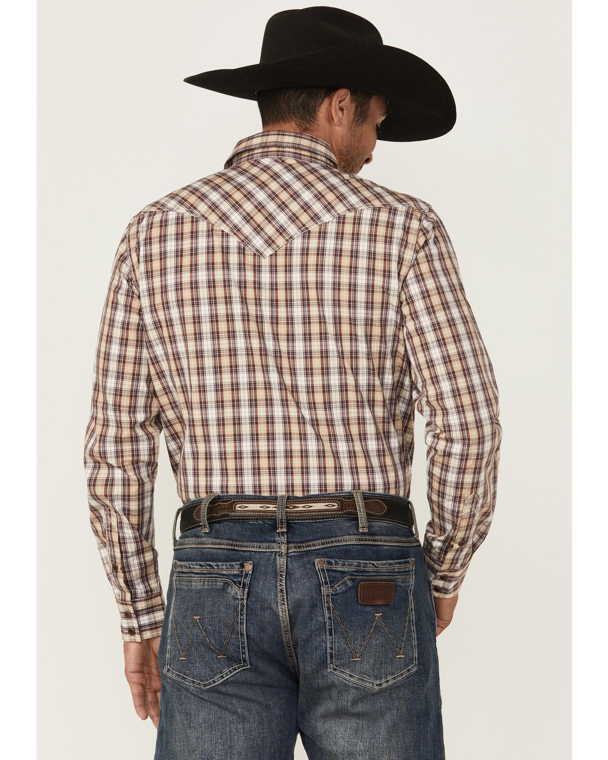 Image #4 - Cody James Men's Bradford Plaid Print Long Sleeve Snap Western Shirt, Burgundy, hi-res