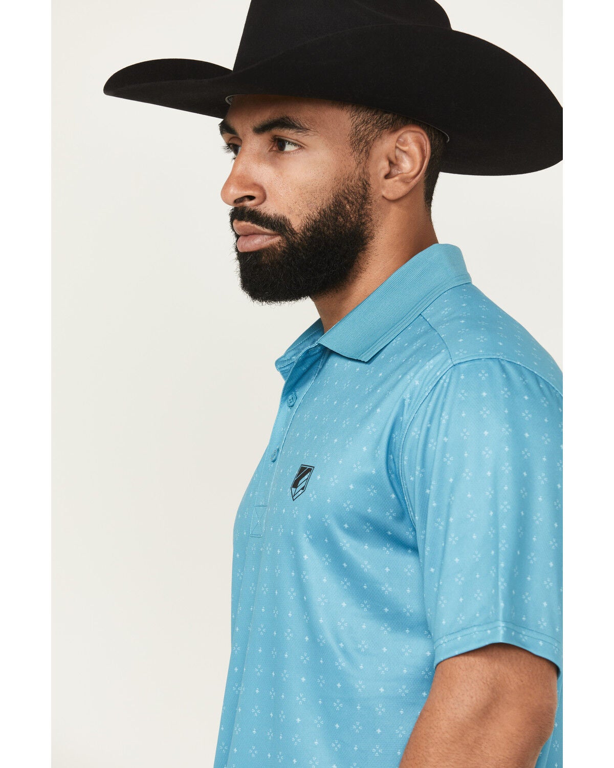 Image #2 - RANK 45&reg; Men's Crossfire Geo Print Short Sleeve Polo, Blue, hi-res
