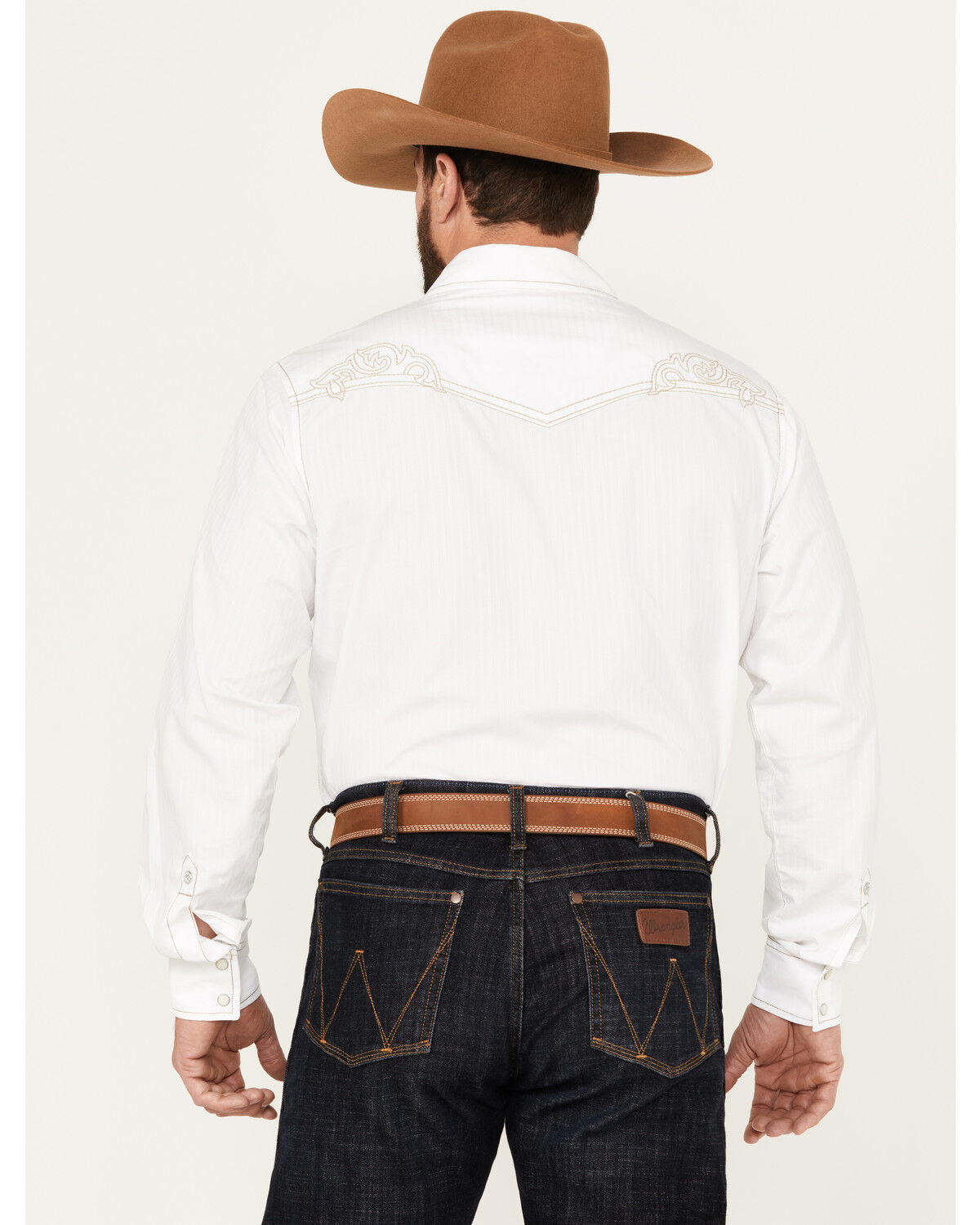 Image #4 - Rock 47 by Wrangler Men's Embroidered Long Sleeve Snap Western Shirt, White, hi-res