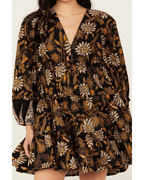 Image #3 - Cleobella Women's Tilda Floral Print Mini Dress, Brown, hi-res