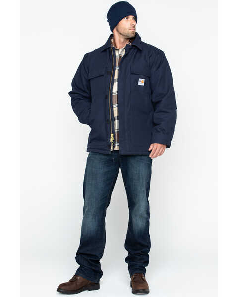Carhartt Men's Flame Resistant Duck Traditional Coat - Big & Tall, Navy, hi-res