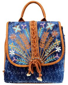 Montana West Women's Lacey Embroidered Backpack, Brown, hi-res