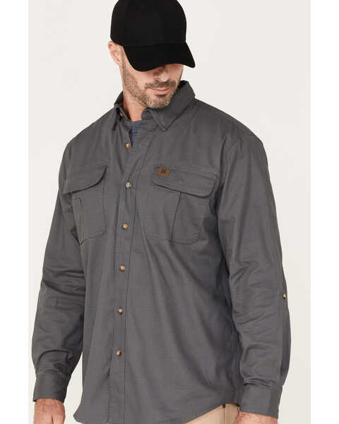 Wrangler Riggs Workwear Men's Long Sleeve Button-Down Work Shirt, Charcoal, hi-res