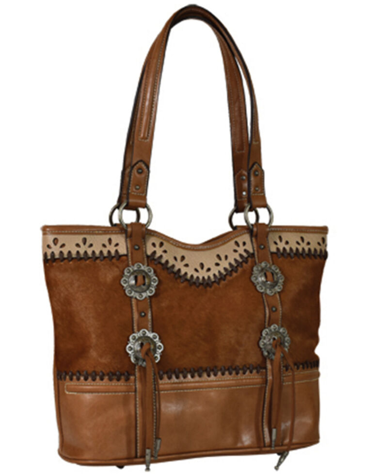 Justin Women's Concho Hair-On Tote Bag, Brown, hi-res