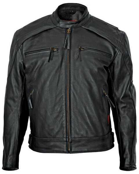 Image #1 - Milwaukee Motorcycle Clothing Men's Scooter Leather Jacket - Big & Tall**DISCONTINUED**, , hi-res
