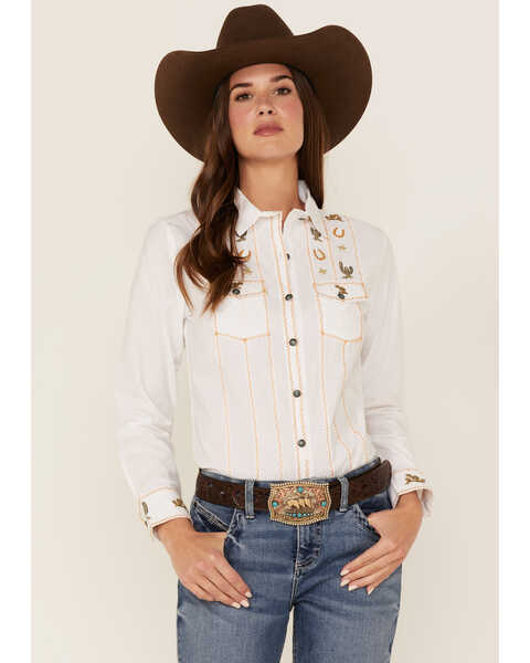 Image #1 - Tasha Polizzi Women's Jackson Embroidered Western Shirt, White, hi-res