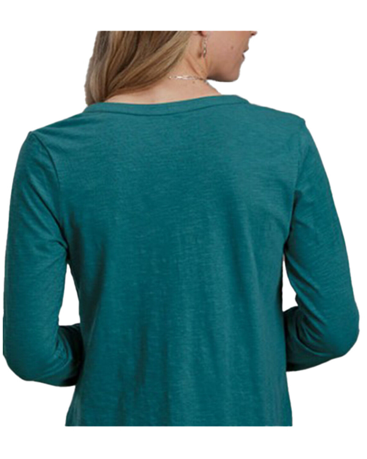 Image #2 - Roper Women's Floral Southwestern Embroidered Long Sleeve Shirt, Teal, hi-res