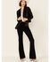 Image #2 - Shyanne Women's Black Drape Front Floral Back Embroidered Zip-Front Jacket , , hi-res
