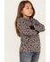 Image #2 - Ampersand Avenue Girls' Leopard Print Half Zip Hooded Pullover, Grey, hi-res