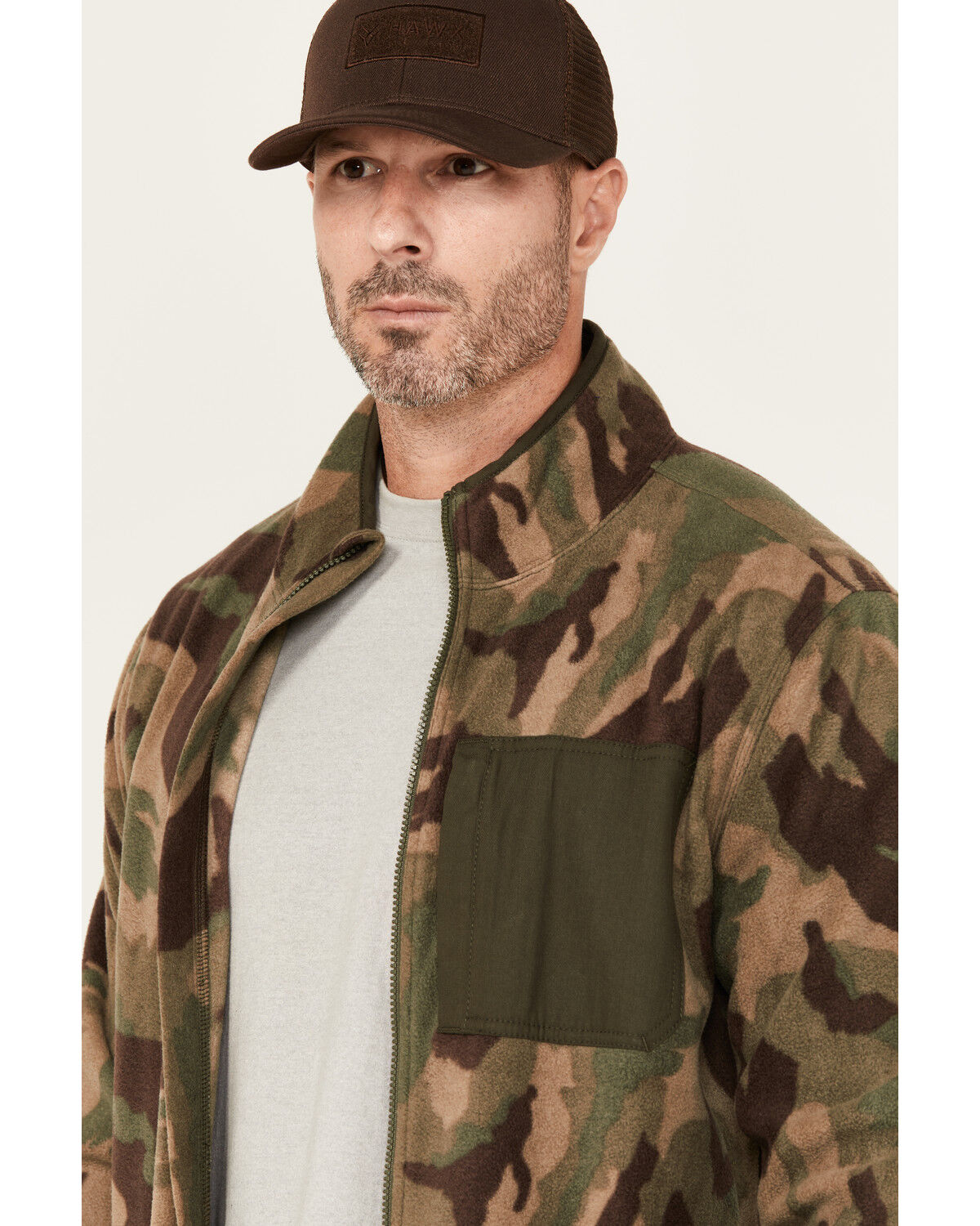 Image #2 - Lucky Brand Workwear Men's Camo Print Polar Fleece Jacket, Olive, hi-res