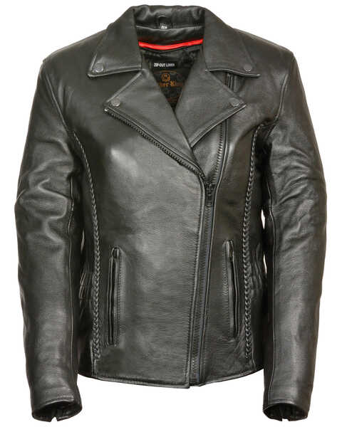 Image #1 - Milwaukee Leather Women's Braid & Stud Leather Jacket - 4X, Black, hi-res