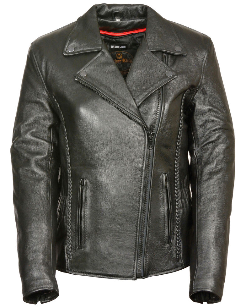Milwaukee Leather Women's Braid & Stud Leather Jacket - 4X, Black, hi-res
