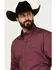 Image #3 - George Strait by Wrangler Men's Solid Long Sleeve Button-Down Western Shirt - Tall, Wine, hi-res