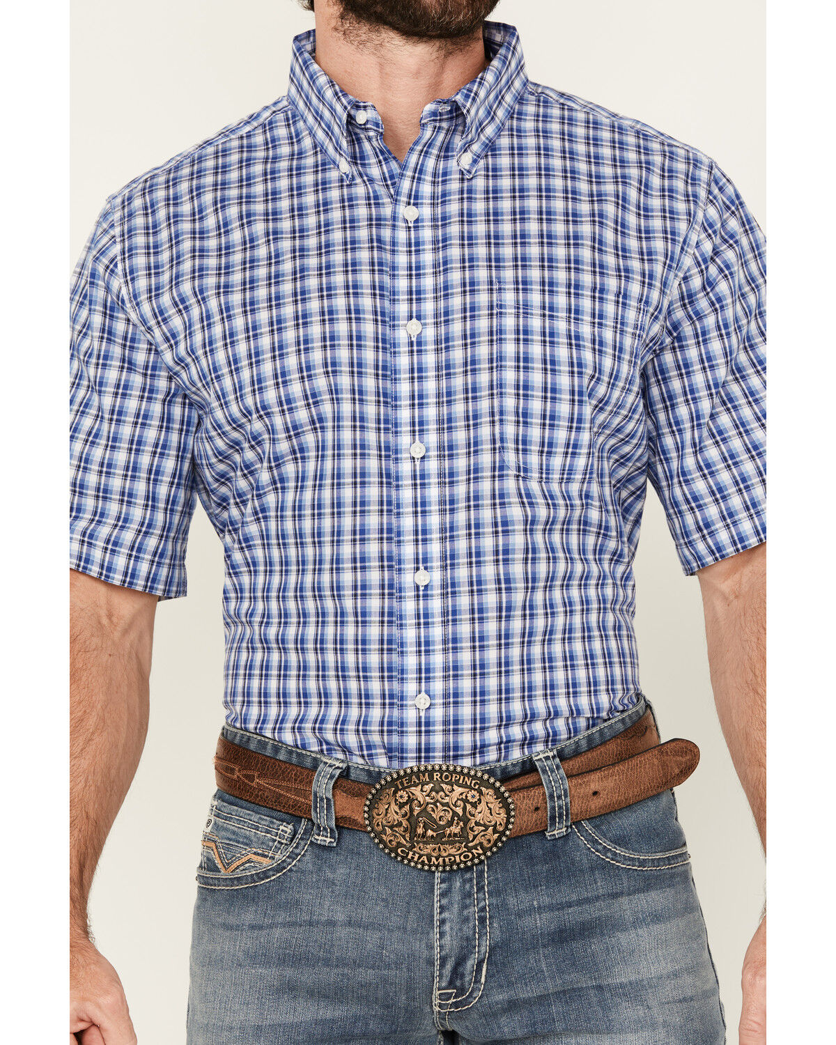 Image #3 - Wrangler Riata Men's Assorted Plaid Print Short Sleeve Button-Down Western Shirt - Big, , hi-res