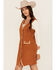 Image #2 - Miss Me Women's Embroidered Faux Suede Sleeveless Button-Down Mini Dress, Camel, hi-res