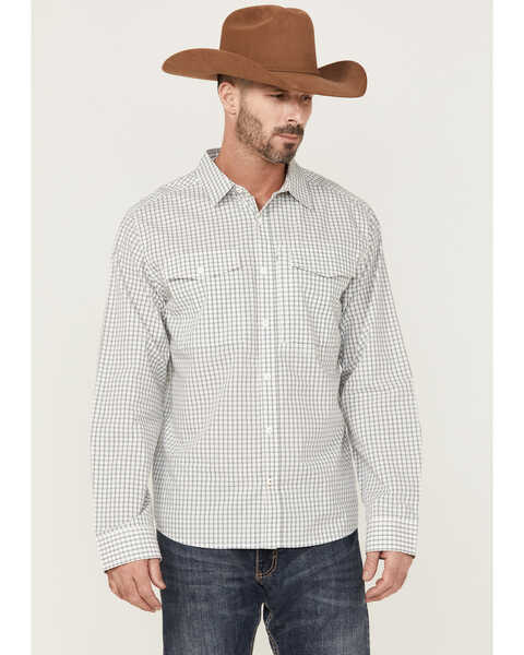 Brothers and Sons Men's Plaid Print Long Sleeve Button-Down Performance Shirt, Ivory, hi-res
