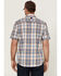 Image #4 - ATG by Wrangler Asymmetric Plaid Print Short Sleeve Button-Down Performance Western Shirt, Light Blue, hi-res