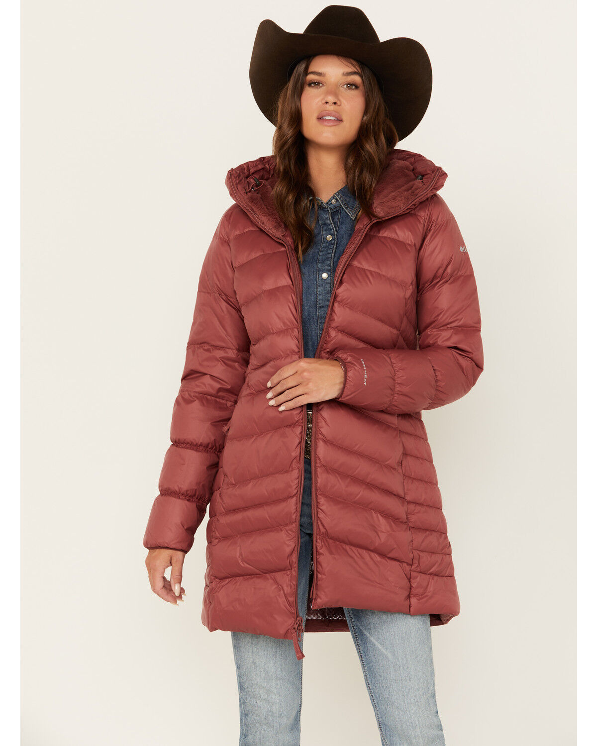 Image #1 - Columbia Women's Autumn Park™ Down Hooded Mid Jacket, Red, hi-res