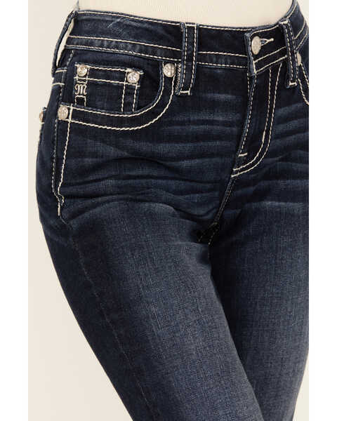 Image #4 - Miss Me Women's Dark Wash Mid Rise Dream Catcher Pocket Bootcut Stretch Denim Jeans , Dark Wash, hi-res