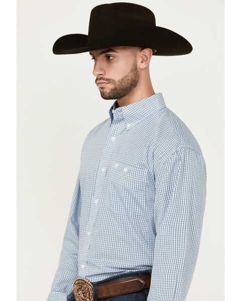 Image #2 - Wrangler Men's Classics Plaid Print Long Sleeve Button-Down Western Shirt, Blue, hi-res