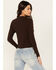 Image #4 - Cleo + Wolf Women's Ribbed Henley Sweater, Chocolate, hi-res