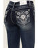 Image #2 - Grace In LA Women's Dark Wash Sequin Pocket Mid Rise Bootcut Stretch Denim Jeans , Dark Wash, hi-res