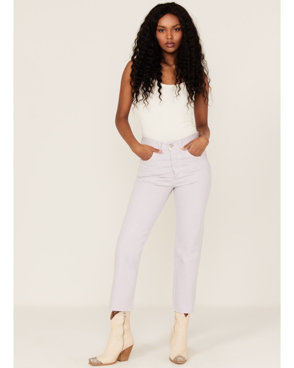 Levi's Women's 501 High Rise Straight Cropped Jeans, Light Purple, hi-res