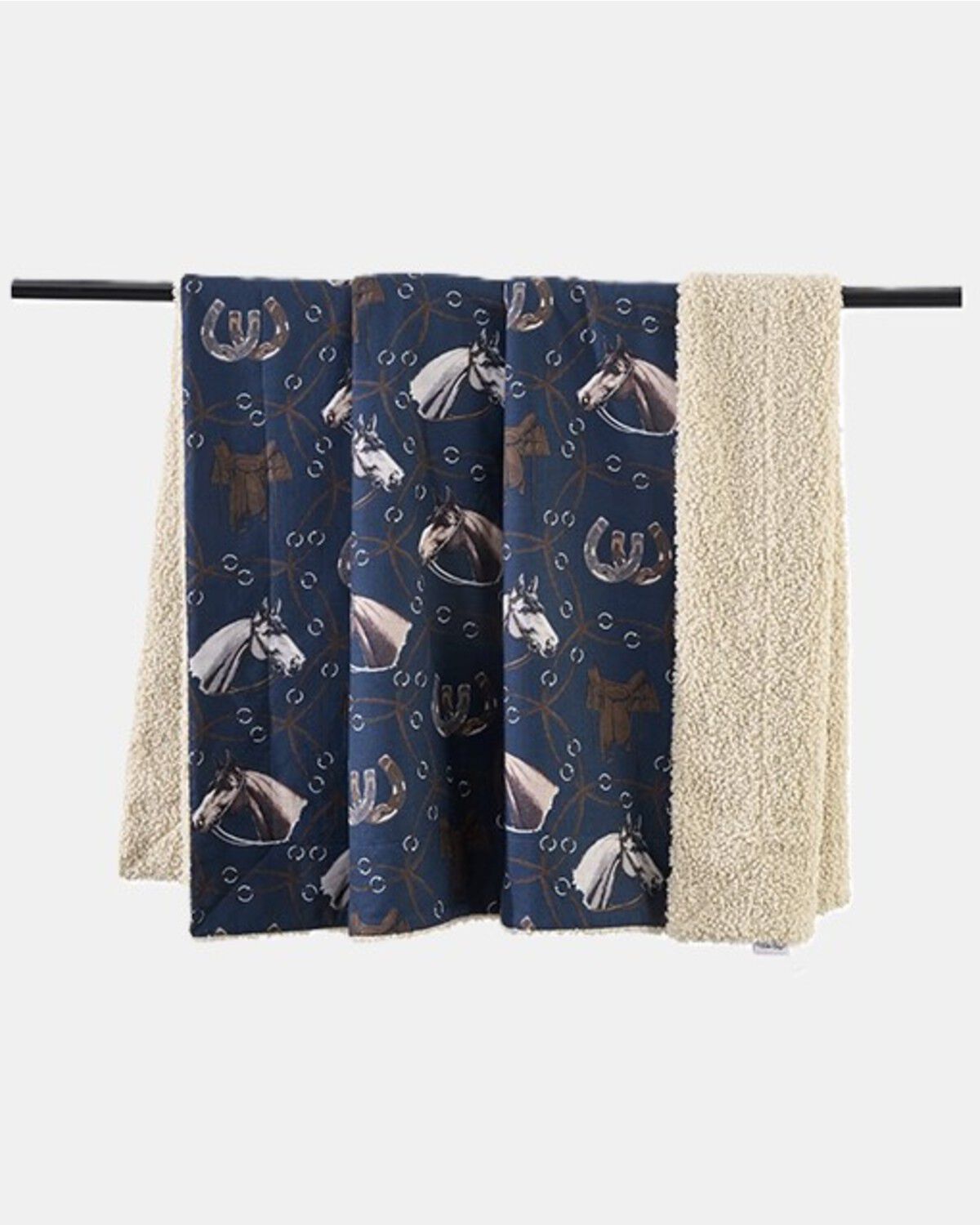 Image #1 - HiEnd Accents Saratoga Teddy Backed Throw Blanket, Navy, hi-res