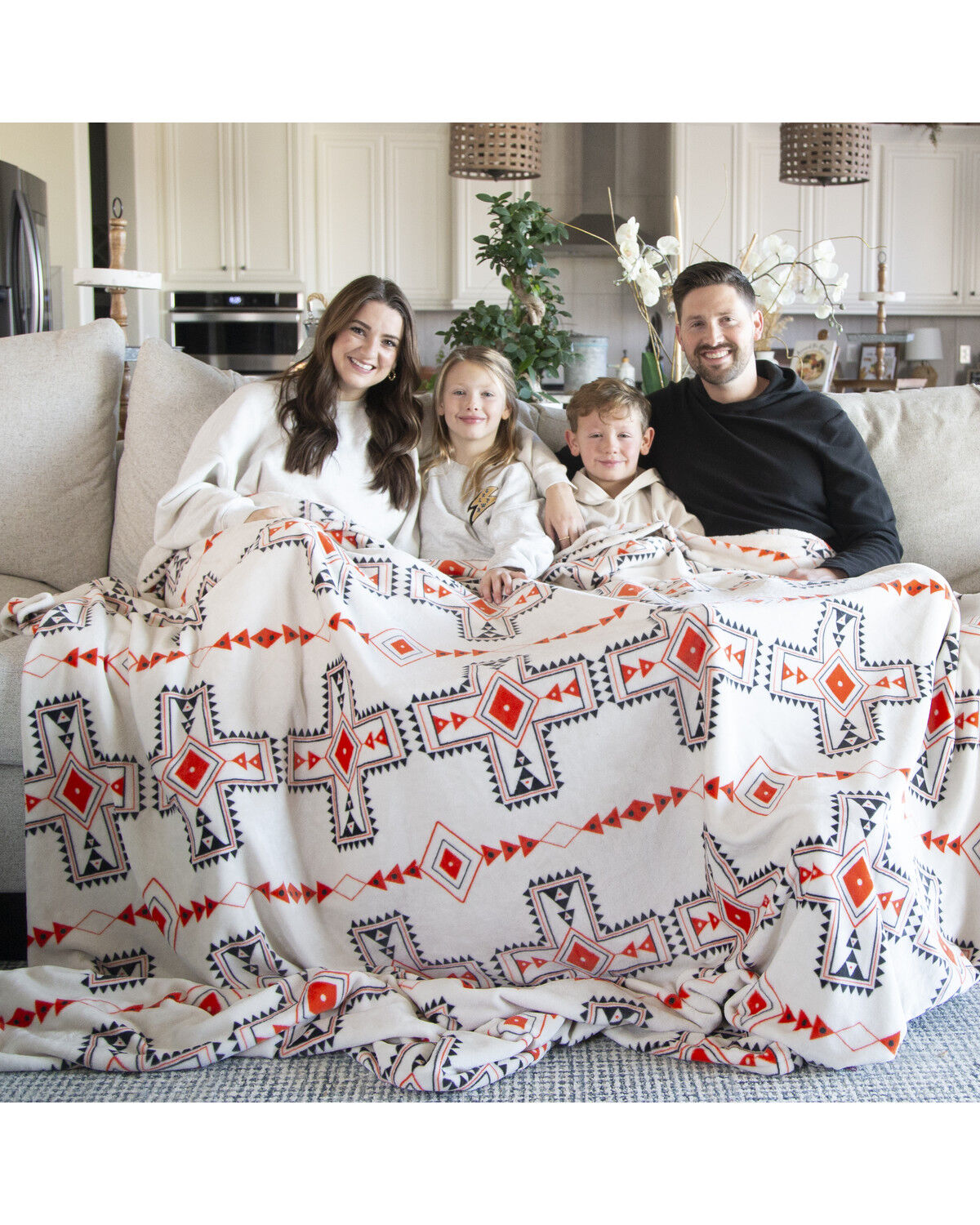 Image #2 - Carstens Home Wrangler Santa Fe Sun Queen Blanket, Cream, hi-res