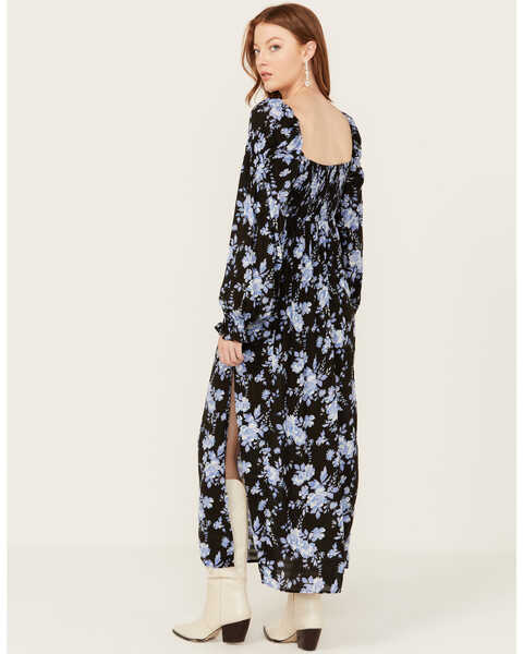 Image #4 - Free People Women's Jaymes Floral Print Midi Long Sleeve Dress, Black, hi-res