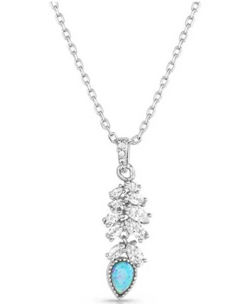 Montana Silversmiths Women's Mystic Falls Opal Crystal Necklace, Silver, hi-res